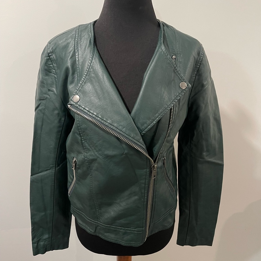 Green leather/pleather jacket